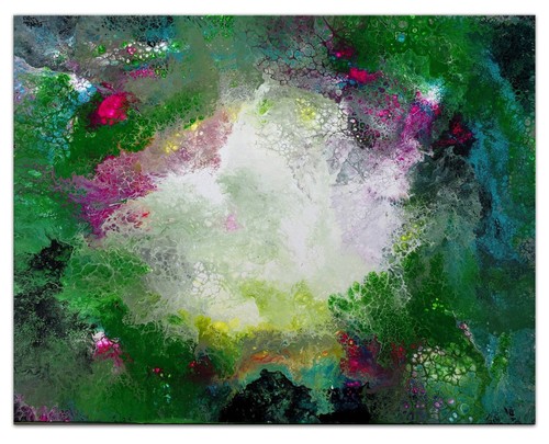 Abstraktes acrylbild grün - acrylbild,