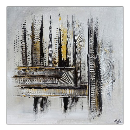 Abstraktes acrylbild silber - abstraktes,