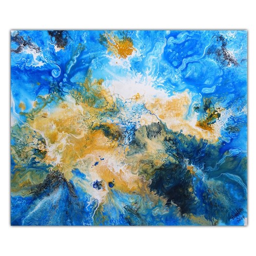 Abstraktes acrylgemälde blau - abstraktes,
