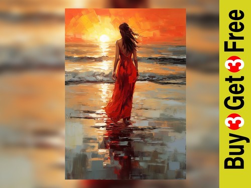 Sonnenuntergang strand frau - sonnenuntergang,