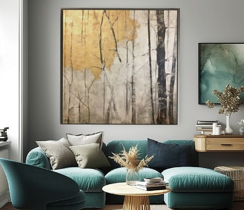 Abstrakt blattgold landschaft - ,