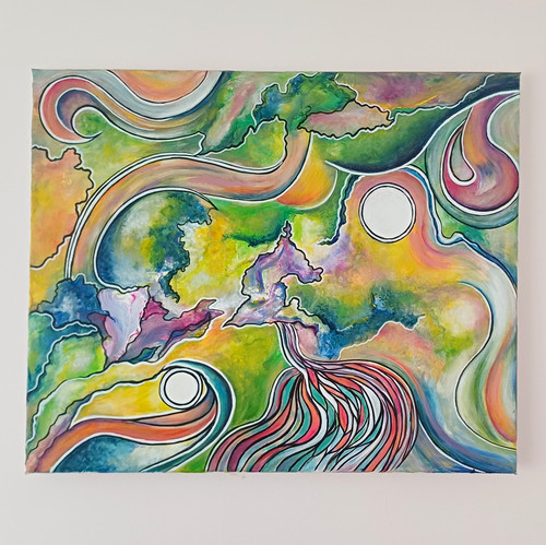 Bunte psychedelische wandkunst - psychedelische,