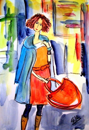 Kunstdruck aquarell frau - aquarell,