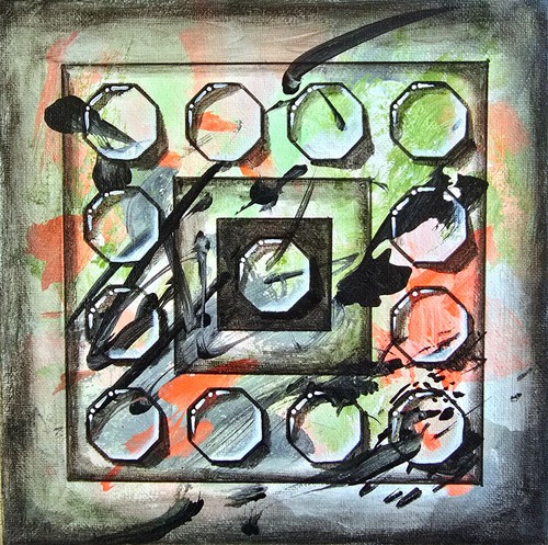 Abstrakt grün acrylbild 20x20 - grün,