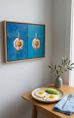 Handgemalt spiegelei gemälde - handgemalt,