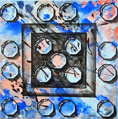 Abstrakt blau acrylbild - abstrakt, 20x20